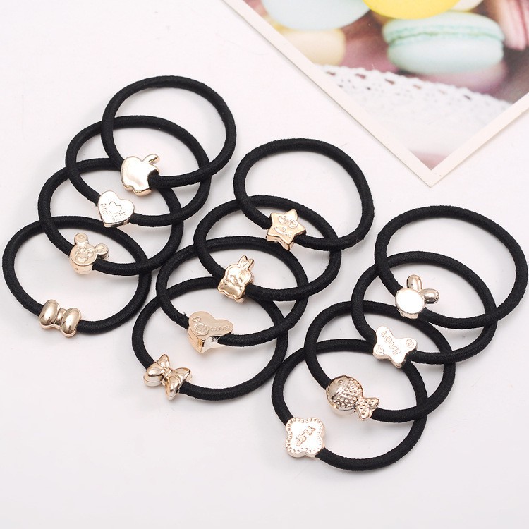 Korea rubber band head hair accessories high elastic plating gold bead hair ring hair rope