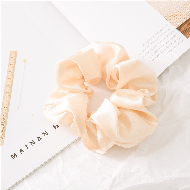 Satin Cloth Large Intestine Circle Hair Tie Set Solid Color Beige