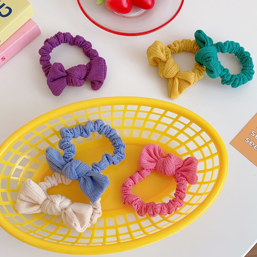 Candy-Colored Bow Hair Ring Girl Heart Hair Rope Sweet New Large Intestine Ring Head Rope Simple Forest Hair Accessories
