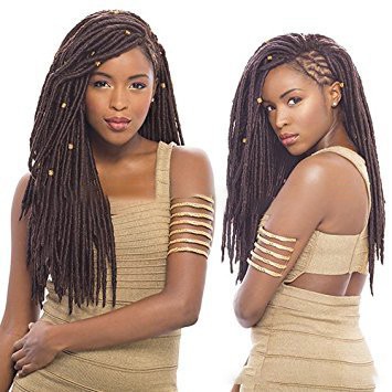 African black solid braided chemical fiber wig
