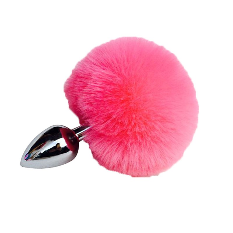 Hairy ball rabbit tail anal plug Pink