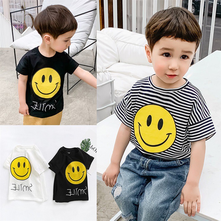 Korean short-sleeved boy T-shirt baby simple half-sleeved shirt