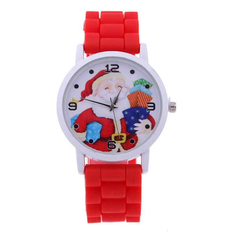 Christmas children's gift table Creative new cute Santa gift watch Silicone children's watch Red