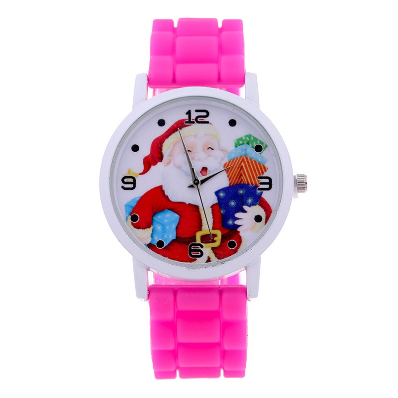 Christmas children's gift table Creative new cute Santa gift watch Silicone children's watch Rose red