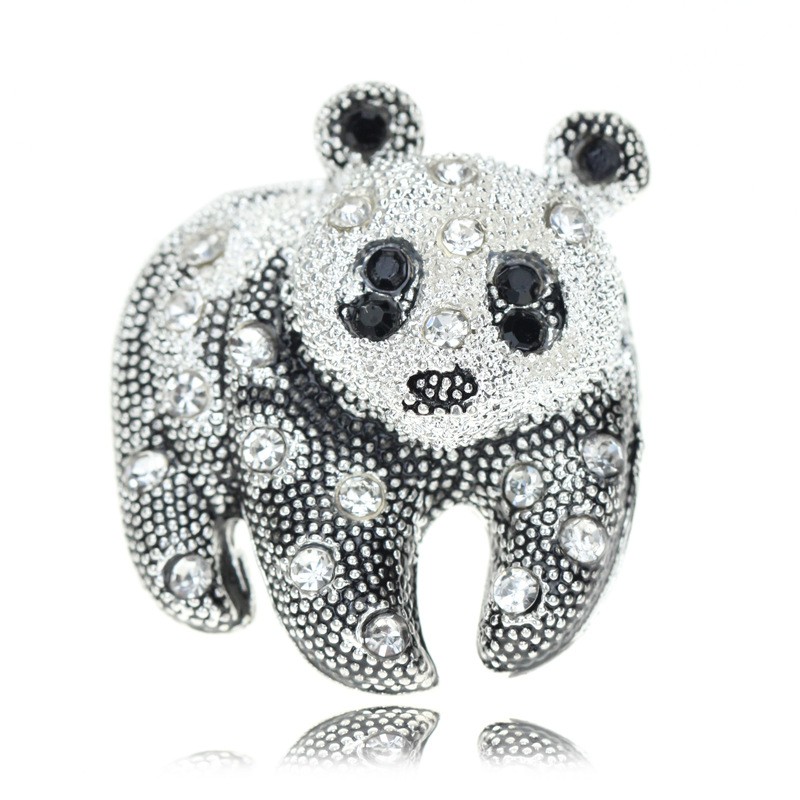 Diamond-studded Panda Brooch, One-word Brooch Dress Accessories