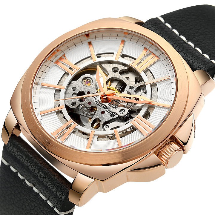 Skeleton movement waterproof men's mechanical watch